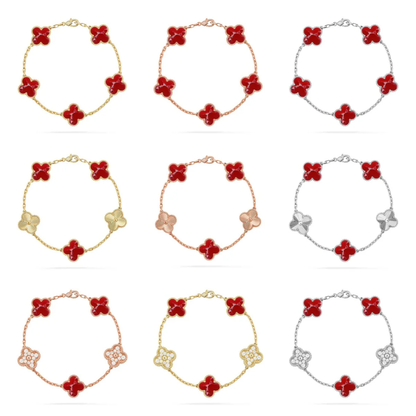 [⭐Haelin Jewelry]CLOVER 5 MOTIF RED PATTERN BRACELET COLLECTION