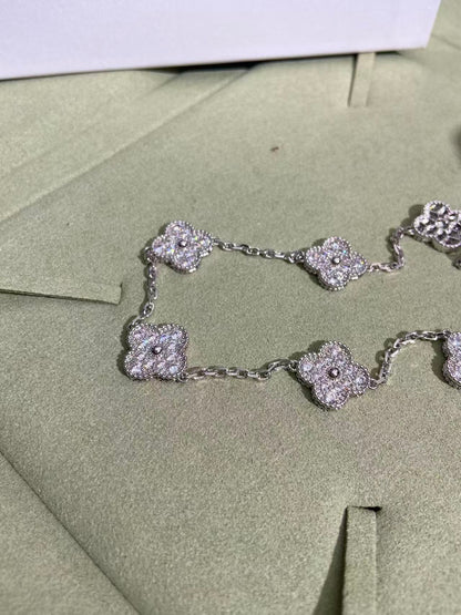 [⭐Haelin Jewelry]CLOVER 10 MOTIFS  FULL DIAMOND NECKLACE