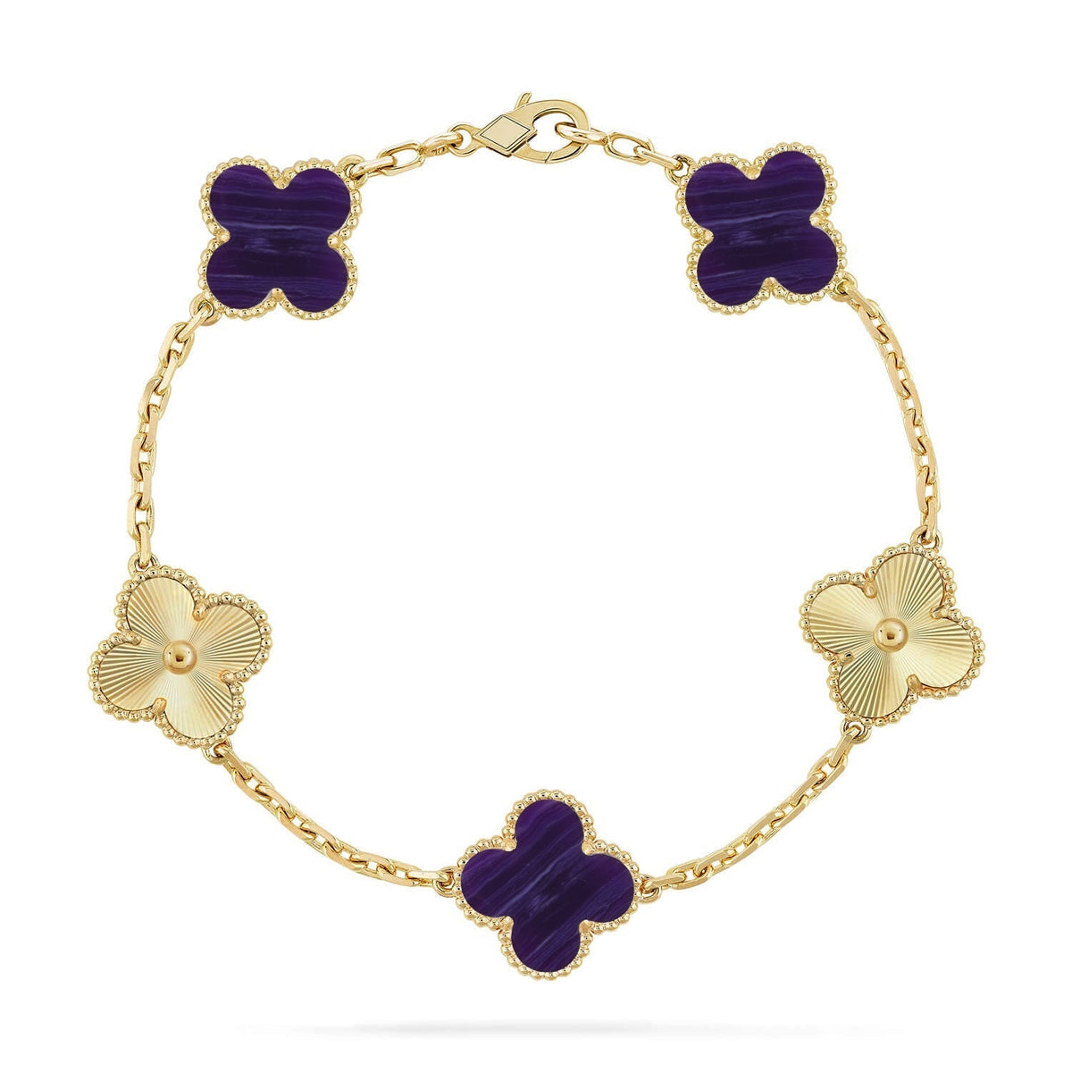 [⭐Haelin Jewelry]CLOVER 5 MOTIF PURPLE STRIPES BRACELET COLLECTION