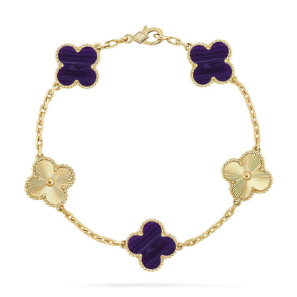 [⭐Haelin Jewelry]CLOVER 5 MOTIF PURPLE STRIPES BRACELET COLLECTION