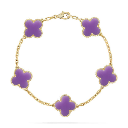 [⭐Haelin Jewelry]CLOVER 5 MOTIF LIGHT PURPLE BRACELET COLLECTION