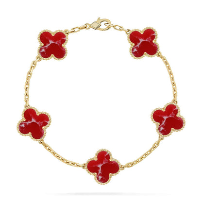 [⭐Haelin Jewelry]CLOVER 5 MOTIF RED PATTERN BRACELET COLLECTION