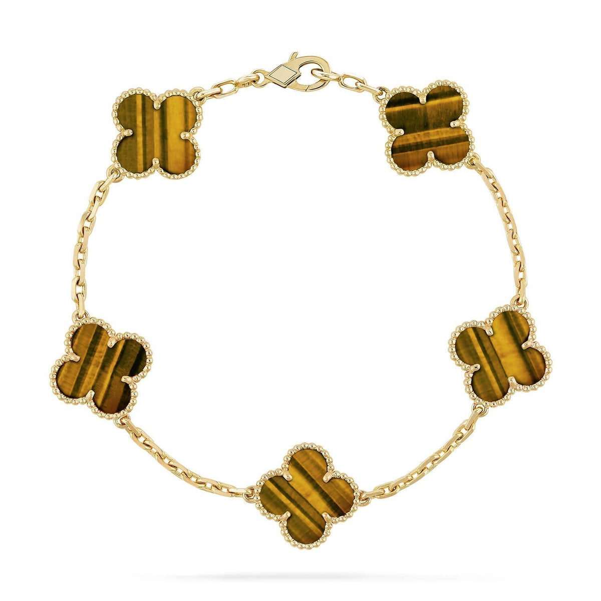 [⭐Haelin Jewelry] CLOVER 5 MOTIFS TIGER EYE BRACELET COLLECTION