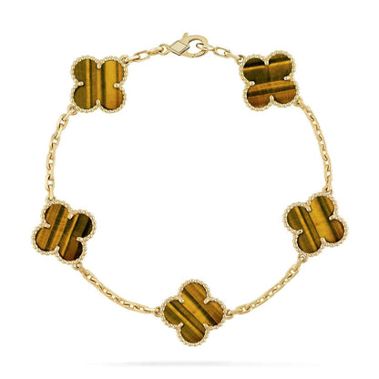 [⭐Haelin Jewelry] CLOVER 5 MOTIFS TIGER EYE BRACELET COLLECTION