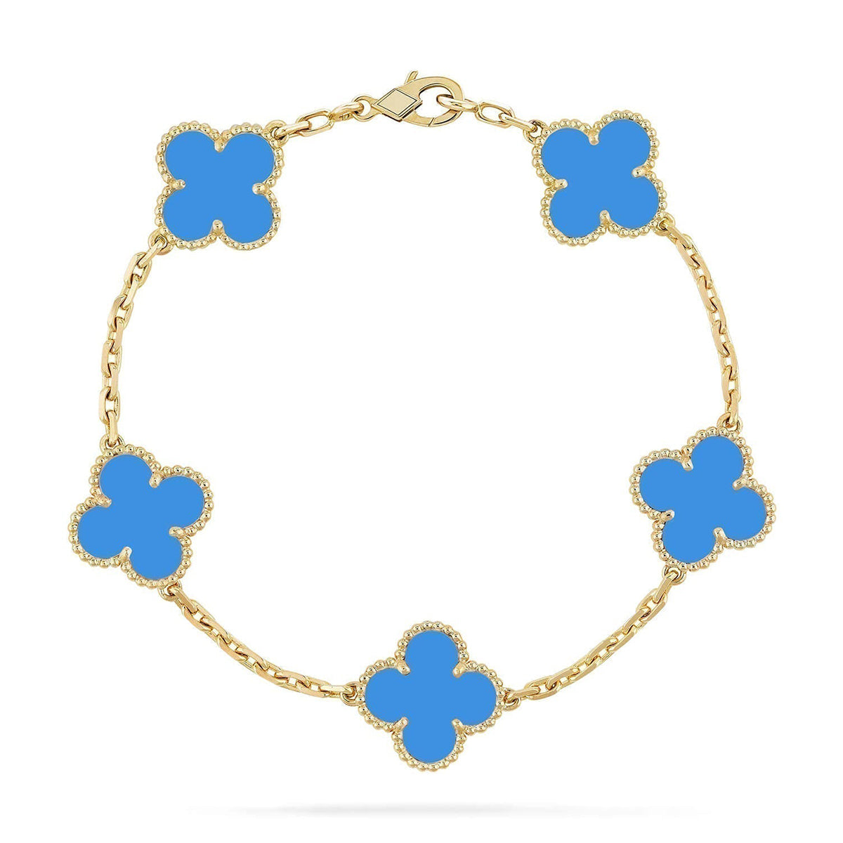 [⭐Haelin Jewelry] CLOVER 5 MOTIF BLUE AGATE BRACELET COLLECTION