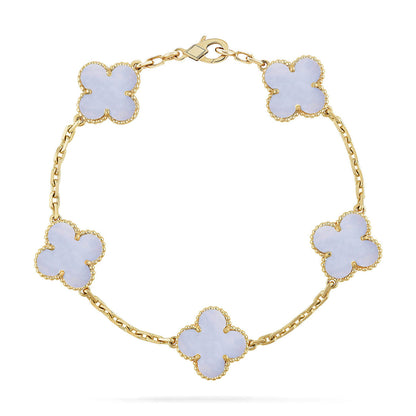 [⭐Haelin Jewelry] CLOVER 5 MOTIF PURPLE CHALCEDONY BRACELET COLLECTION