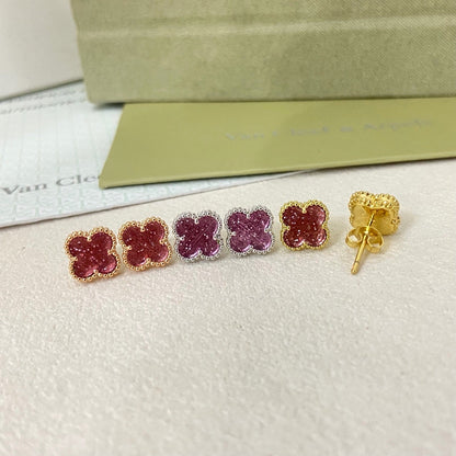 [⭐Haelin Jewelry]2026 NEW MINI CLOVER 1 MOTIF  BUBBLE PINK ENAMEL