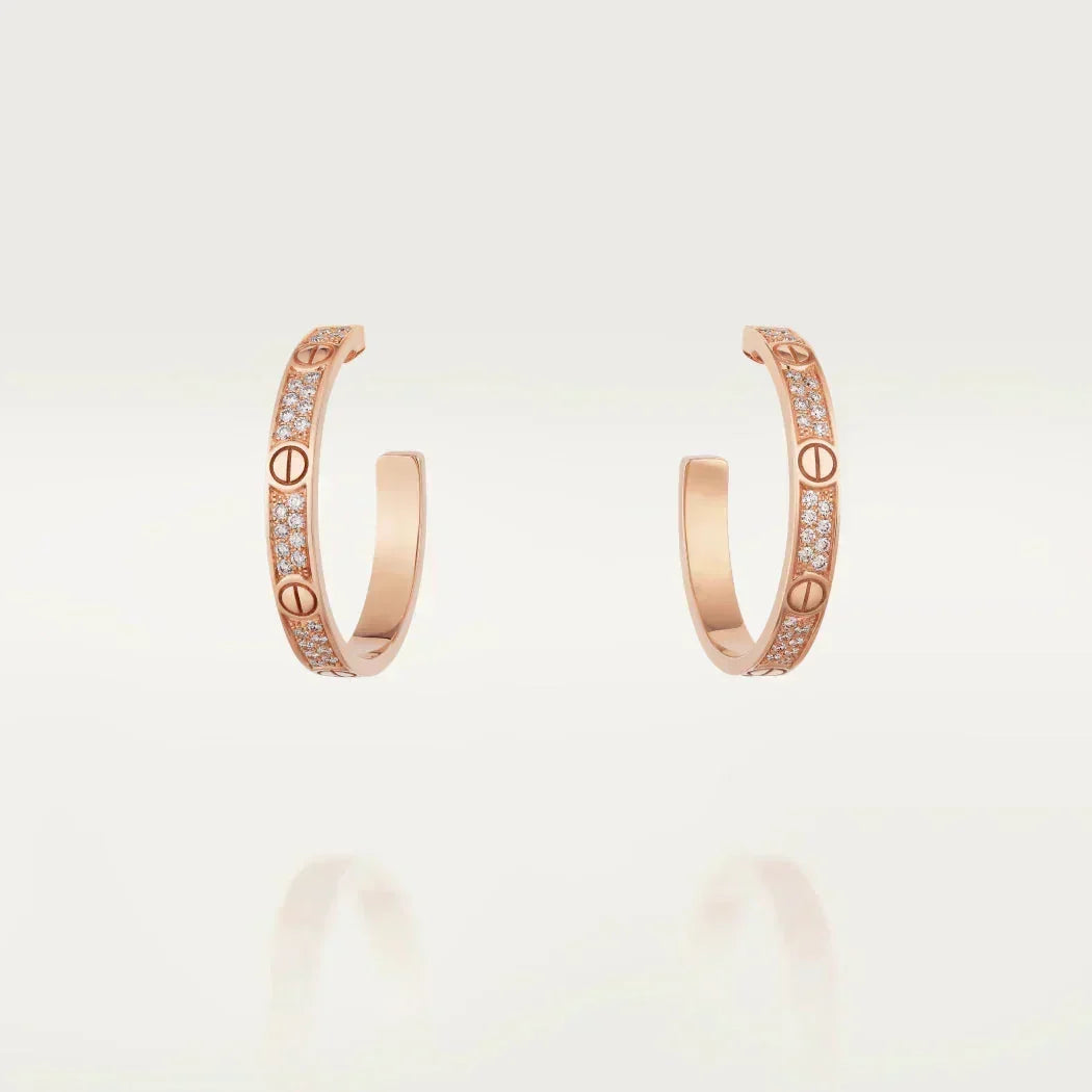 [⭐Haelin Jewelry]LOVE DIAMOND PINK GOLD HOOP EARRINGS