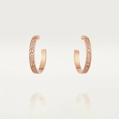 [⭐Haelin Jewelry]LOVE DIAMOND PINK GOLD HOOP EARRINGS