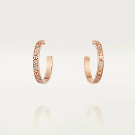 [⭐Haelin Jewelry]LOVE DIAMOND PINK GOLD HOOP EARRINGS