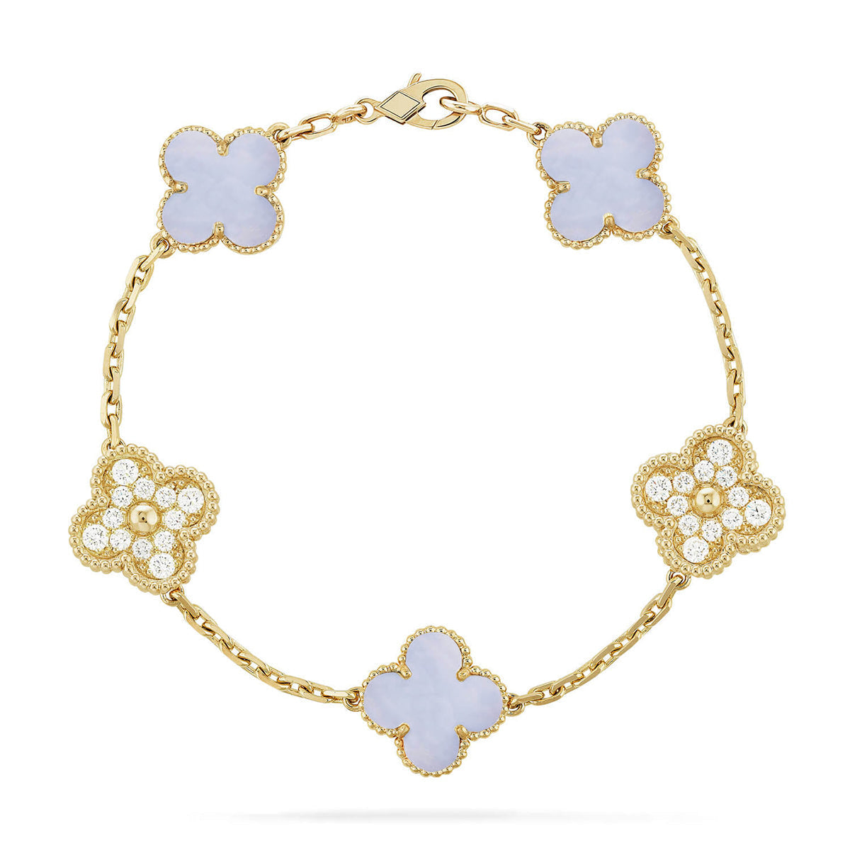[⭐Haelin Jewelry] CLOVER 5 MOTIF PURPLE CHALCEDONY BRACELET COLLECTION