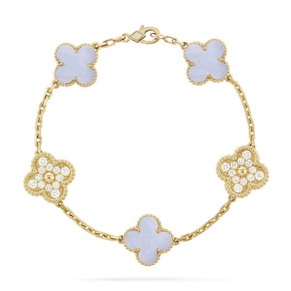 [⭐Haelin Jewelry] CLOVER 5 MOTIF PURPLE CHALCEDONY BRACELET COLLECTION