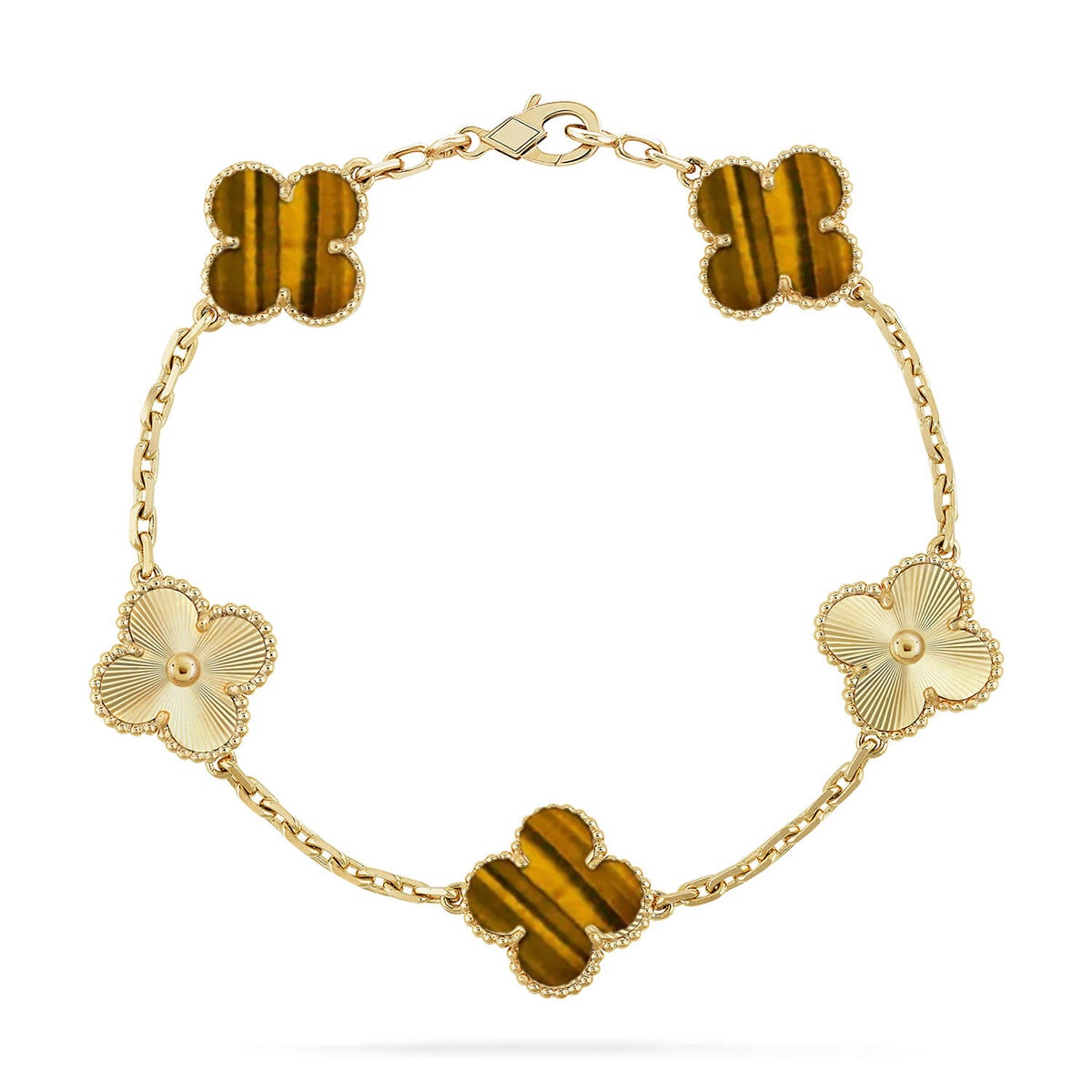[⭐Haelin Jewelry] CLOVER 5 MOTIFS TIGER EYE BRACELET COLLECTION