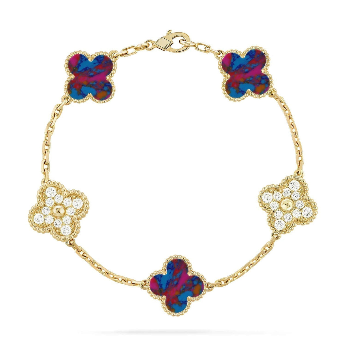 [⭐Haelin Jewelry]CLOVER 5 MOTIF COLOR GEMSTONES BRACELET COLLECTION