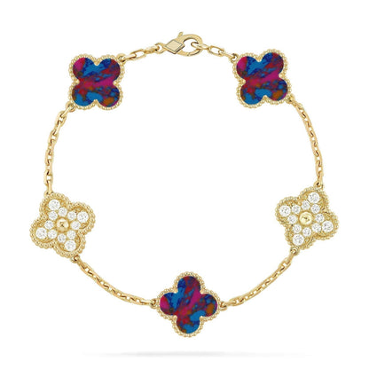 [⭐Haelin Jewelry]CLOVER 5 MOTIF COLOR GEMSTONES BRACELET COLLECTION