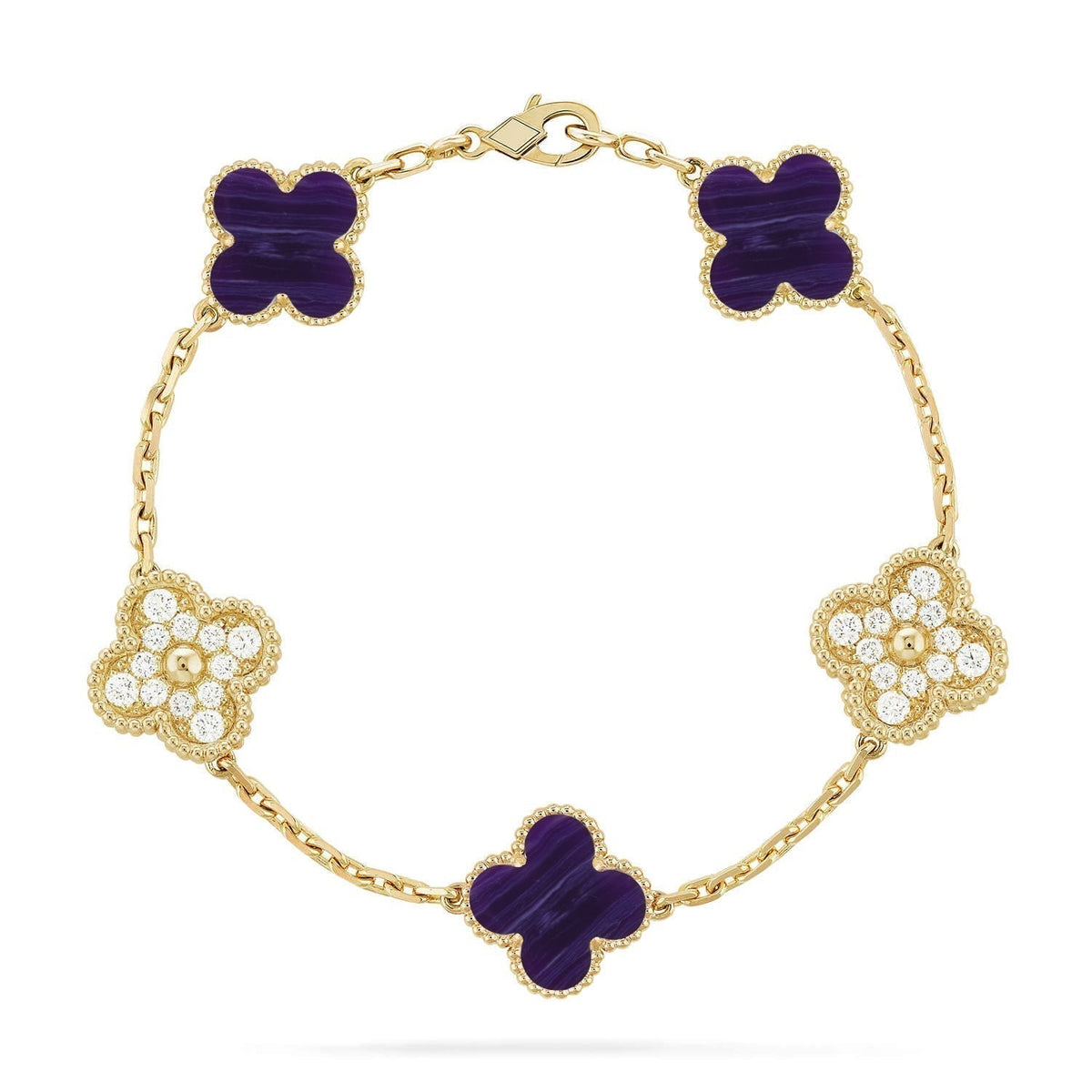 [⭐Haelin Jewelry]CLOVER 5 MOTIF PURPLE STRIPES BRACELET COLLECTION
