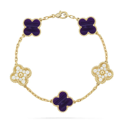 [⭐Haelin Jewelry]CLOVER 5 MOTIF PURPLE STRIPES BRACELET COLLECTION