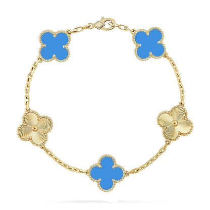 [⭐Haelin Jewelry] CLOVER 5 MOTIF BLUE AGATE BRACELET COLLECTION