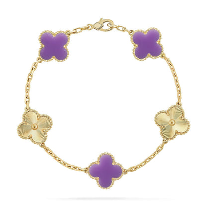 [⭐Haelin Jewelry]CLOVER 5 MOTIF LIGHT PURPLE BRACELET COLLECTION