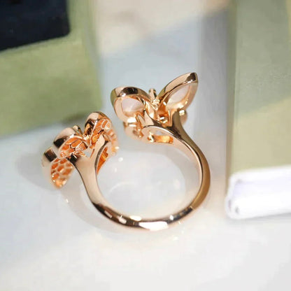 [⭐Haelin Jewelry]TWIN BUTTERFLY DIAMOND MOP RING
