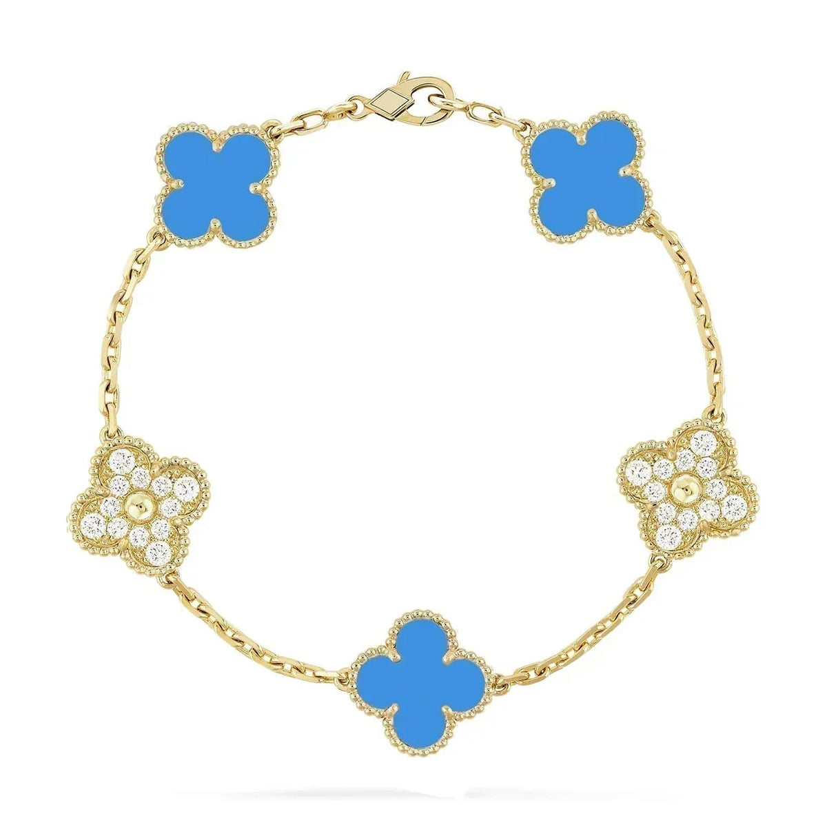 [⭐Haelin Jewelry] CLOVER 5 MOTIF BLUE AGATE BRACELET COLLECTION