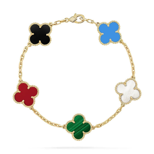 [⭐Haelin Jewelry]CLOVER 5 MOTIFS MULTICOLOR BRACELET