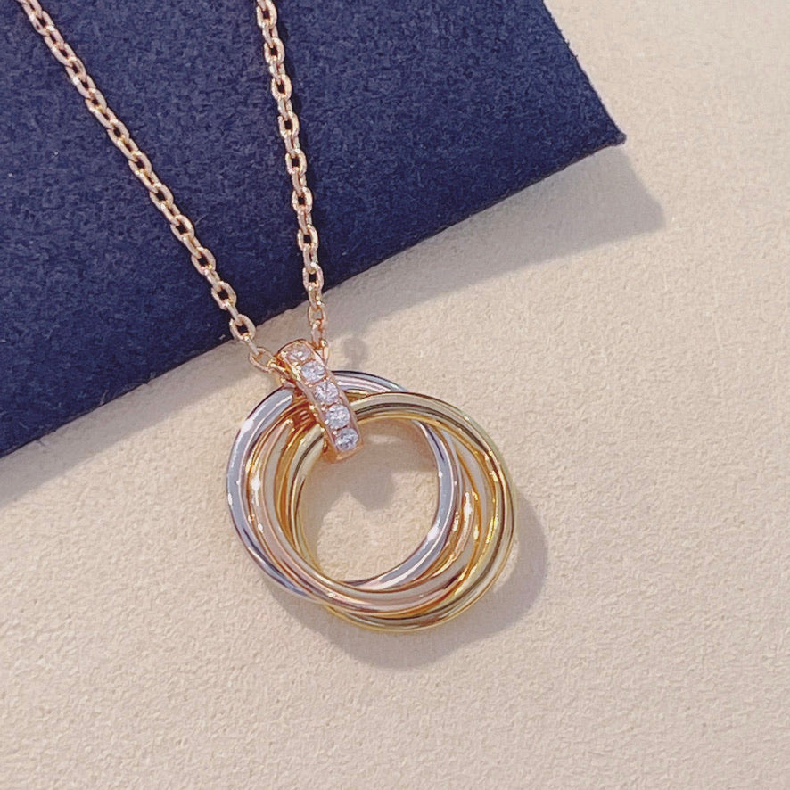 [⭐Haelin Jewelry]TRINITY NECKLACE GOLD  DIAMONDS