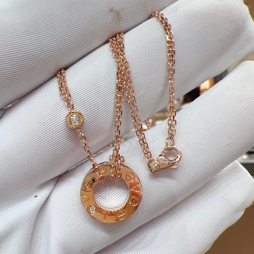 [⭐Haelin Jewelry]LOVE NECKLACE 16MM 2 DIAMONDS