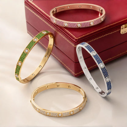 [⭐Haelin Jewelry]2026 PAVE GEMSTONE LOVE BRACELET 6.1MM 10 DIAMONDS