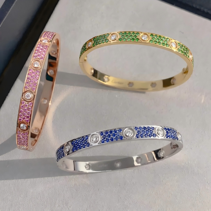 [⭐Haelin Jewelry]2026 PAVE GEMSTONE LOVE BRACELET 6.1MM 10 DIAMONDS