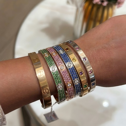 [⭐Haelin Jewelry]2026 PAVE GEMSTONE LOVE BRACELET 6.1MM 10 DIAMONDS