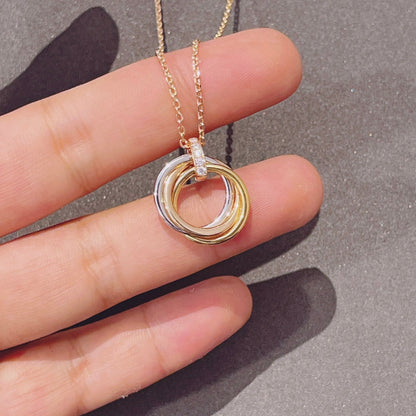 [⭐Haelin Jewelry]TRINITY NECKLACE GOLD  DIAMONDS