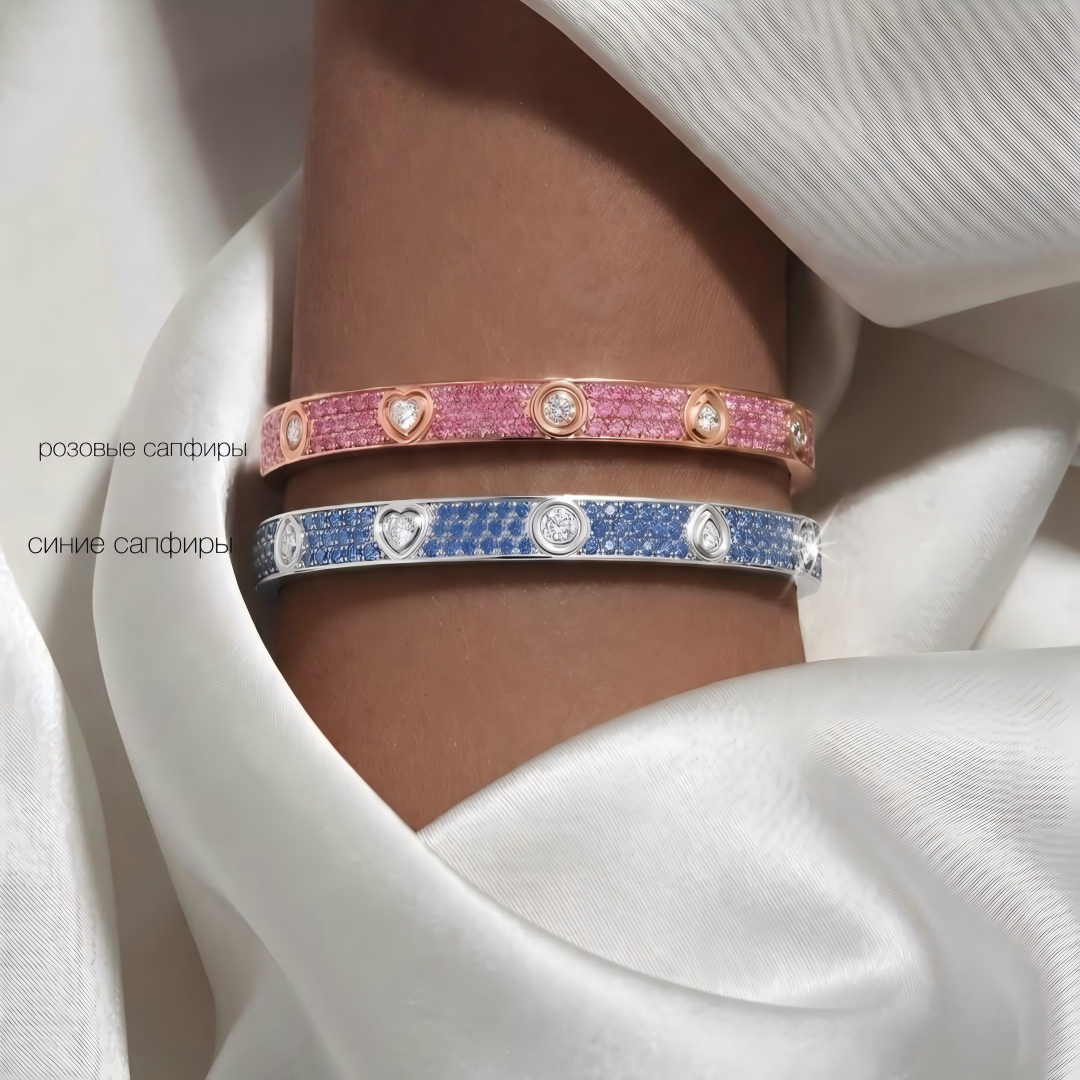 [⭐Haelin Jewelry]2026 PAVE GEMSTONE LOVE BRACELET 6.1MM 10 DIAMONDS