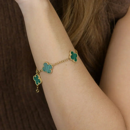 [⭐Haelin Jewelry] CLOVER 5 MOTIF MALACHITE BRACELET COLLECTION