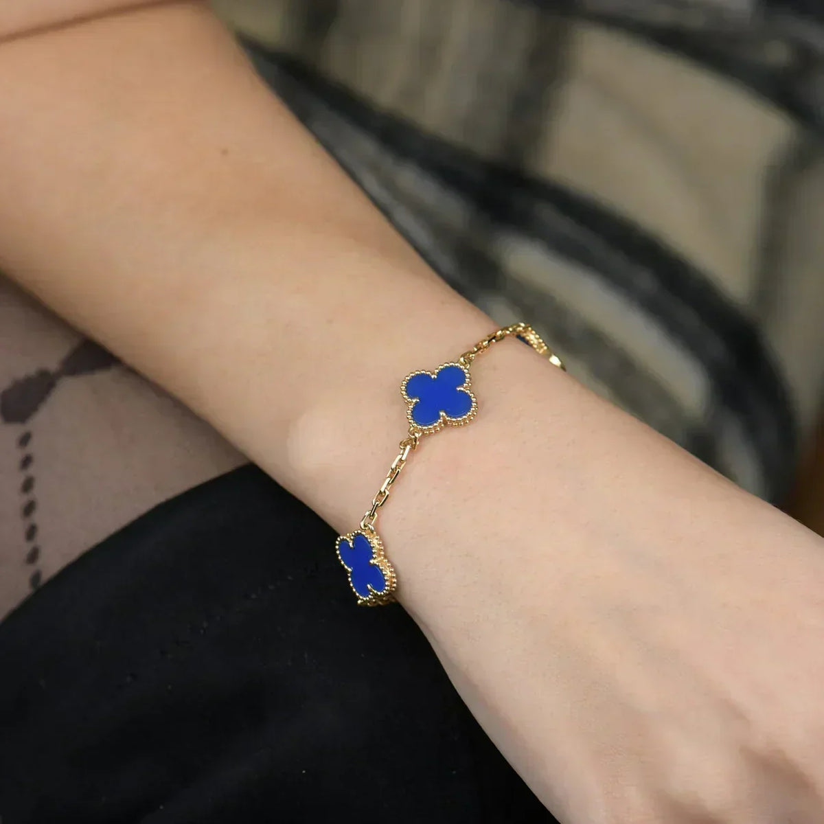 [⭐Haelin Jewelry] CLOVER 5 MOTIF BLUE AGATE BRACELET COLLECTION