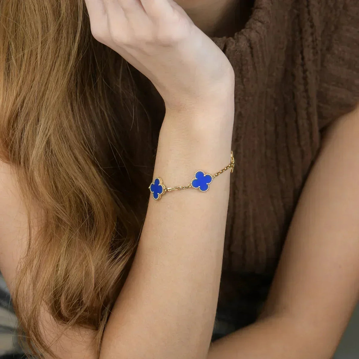 [⭐Haelin Jewelry] CLOVER 5 MOTIF BLUE AGATE BRACELET COLLECTION