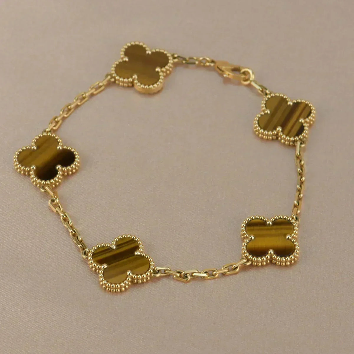 [⭐Haelin Jewelry] CLOVER 5 MOTIFS TIGER EYE BRACELET COLLECTION