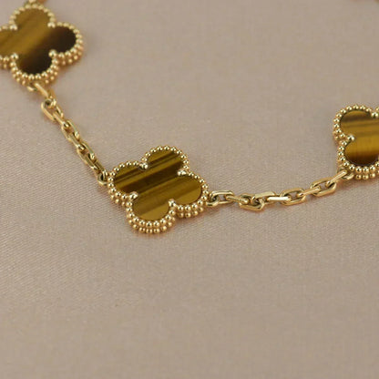 [⭐Haelin Jewelry] CLOVER 5 MOTIFS TIGER EYE BRACELET COLLECTION