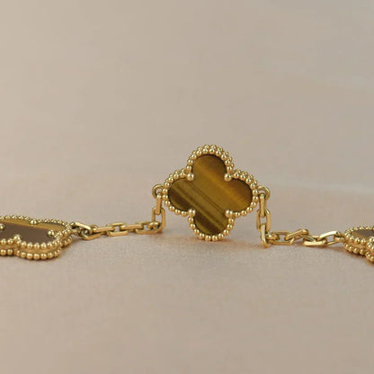 [⭐Haelin Jewelry] CLOVER 5 MOTIFS TIGER EYE BRACELET COLLECTION