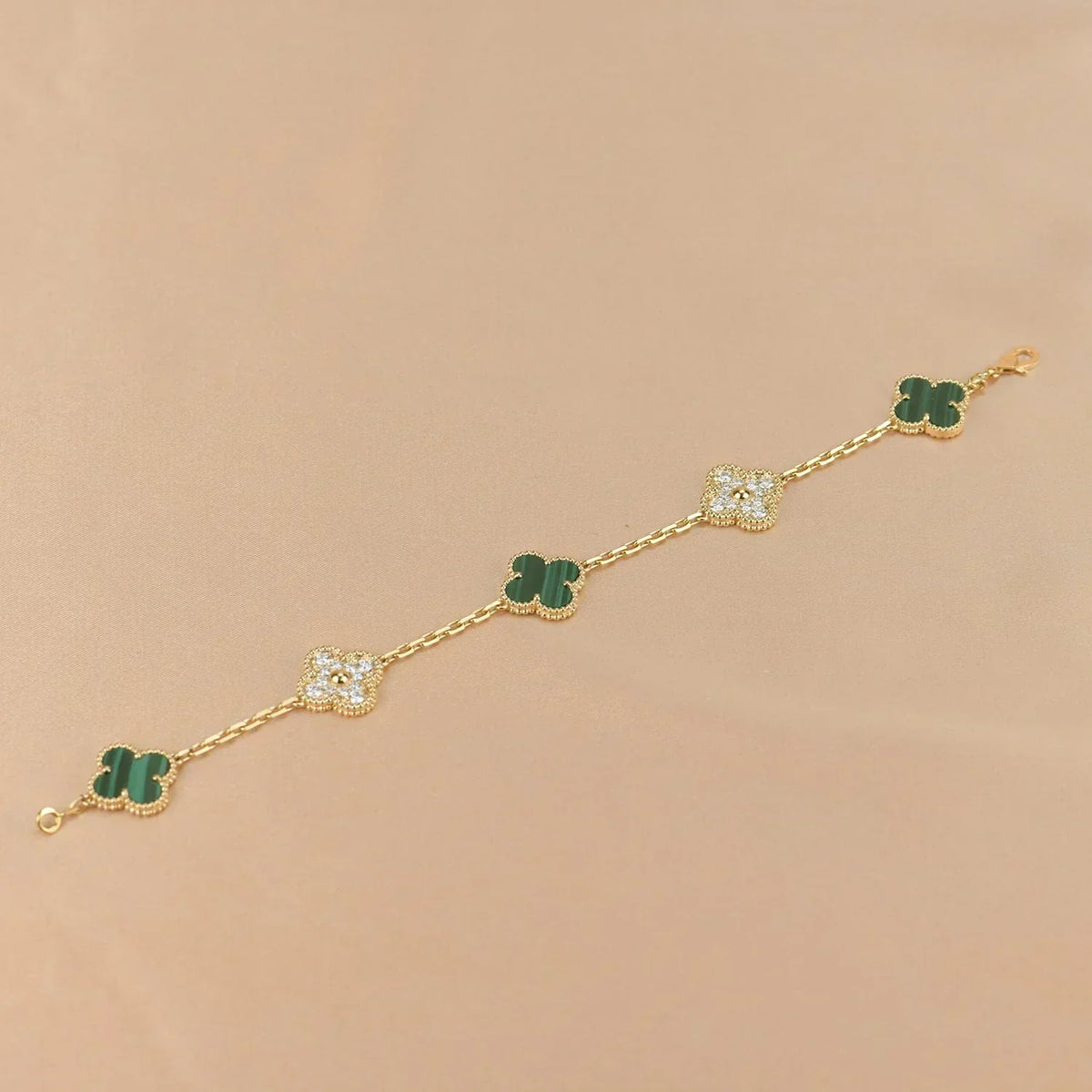[⭐Haelin Jewelry] CLOVER 5 MOTIF MALACHITE BRACELET COLLECTION