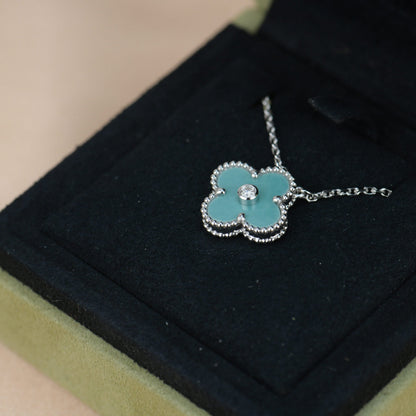 [⭐Haelin Jewelry]CLOVER 15MM DIAMOND SVRES PORCELAIN  NECKLACE SILVER