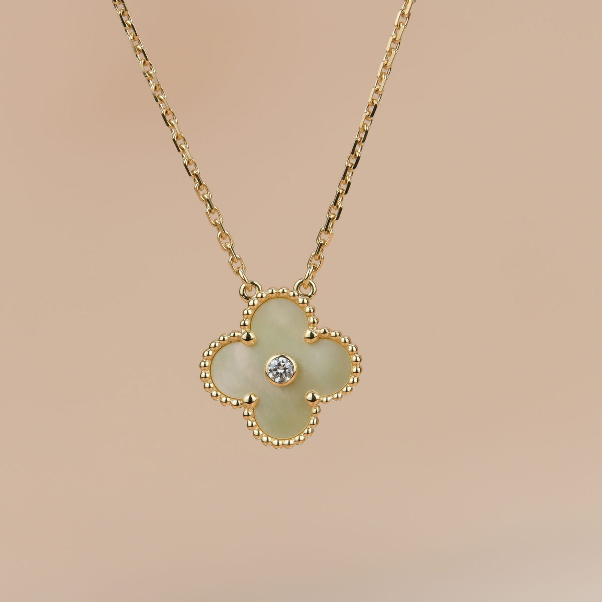 [⭐Haelin Jewelry]CLOVER 15MM DIAMOND GOLD MOTHER OF PEARL NECKLACE