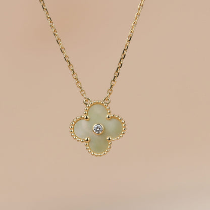 [⭐Haelin Jewelry]CLOVER 15MM DIAMOND GOLD MOTHER OF PEARL NECKLACE