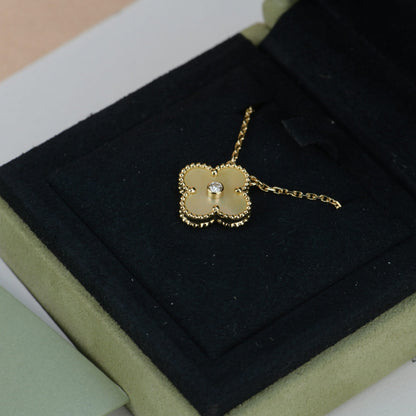 [⭐Haelin Jewelry]CLOVER 15MM DIAMOND GOLD MOTHER OF PEARL NECKLACE