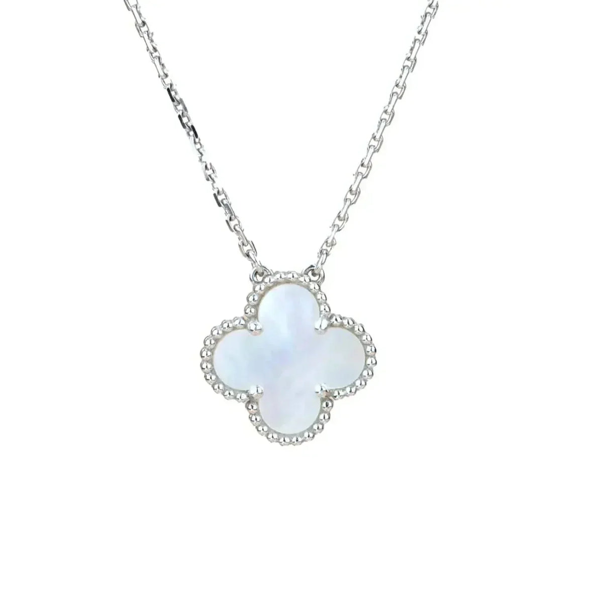 [⭐Haelin Jewelry]CLOVER  15MM WHITE MOTHER-OF-PEARL SILVER