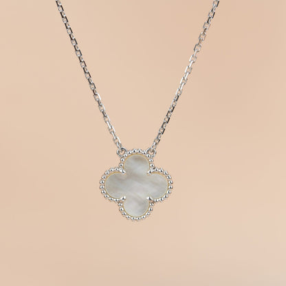 [⭐Haelin Jewelry]CLOVER  15MM WHITE MOTHER-OF-PEARL SILVER