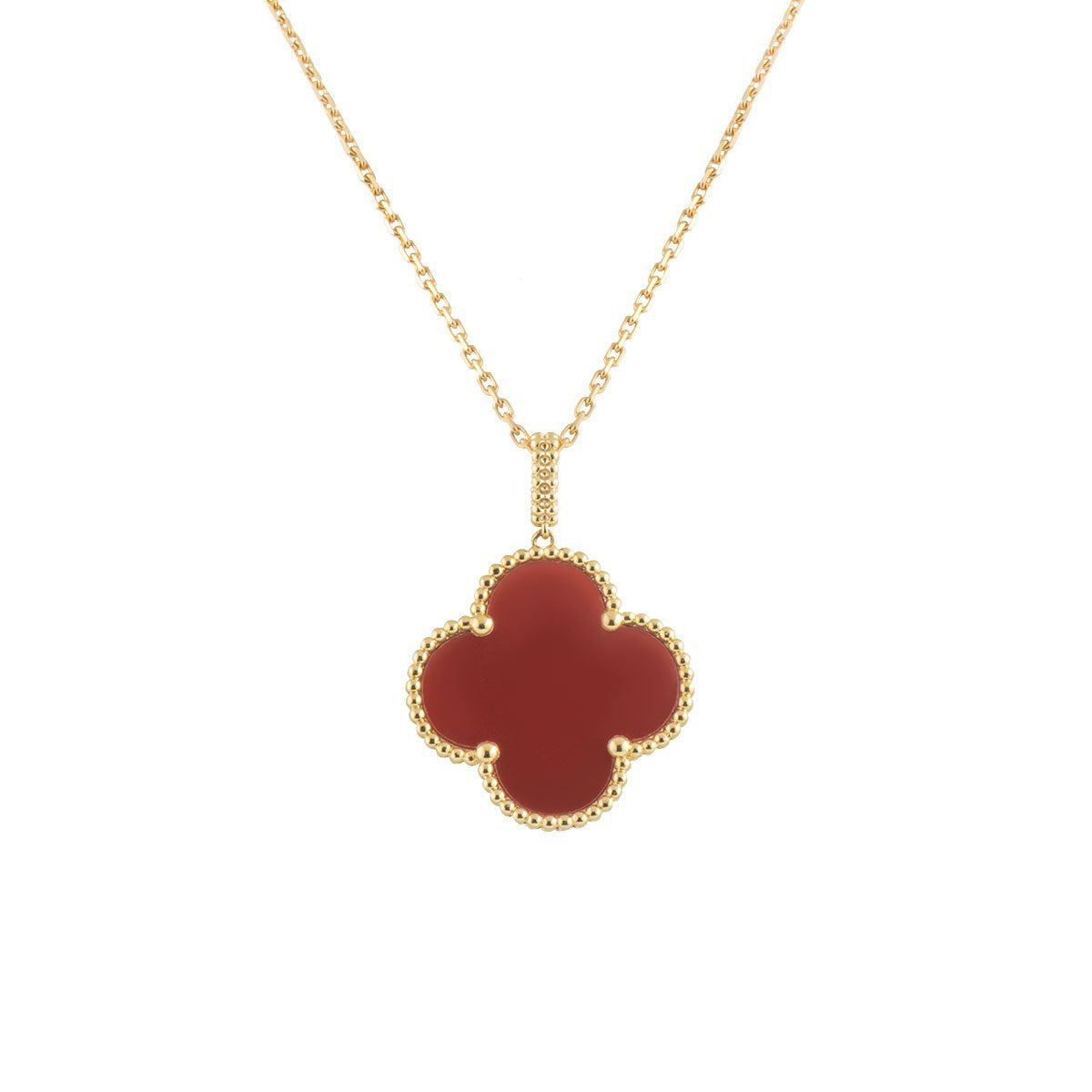 [⭐Haelin Jewelry]CLOVER 25MM NECKLACE GOLD CARNELIAN
