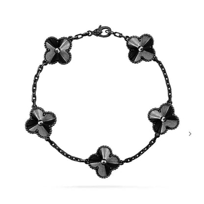 [⭐Haelin Jewelry]CLOVER 5 MOTIF BLACK BRACELET