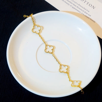 [⭐Haelin Jewelry]CLOVER 5 MOTIF ROCK CRYSTAL BRACELET