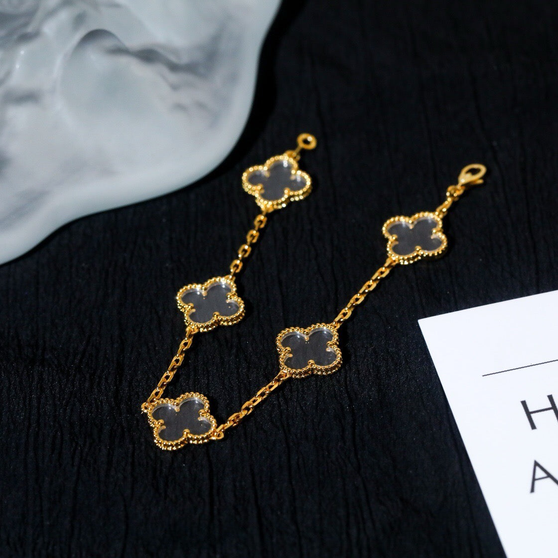 [⭐Haelin Jewelry]CLOVER 5 MOTIF ROCK CRYSTAL BRACELET